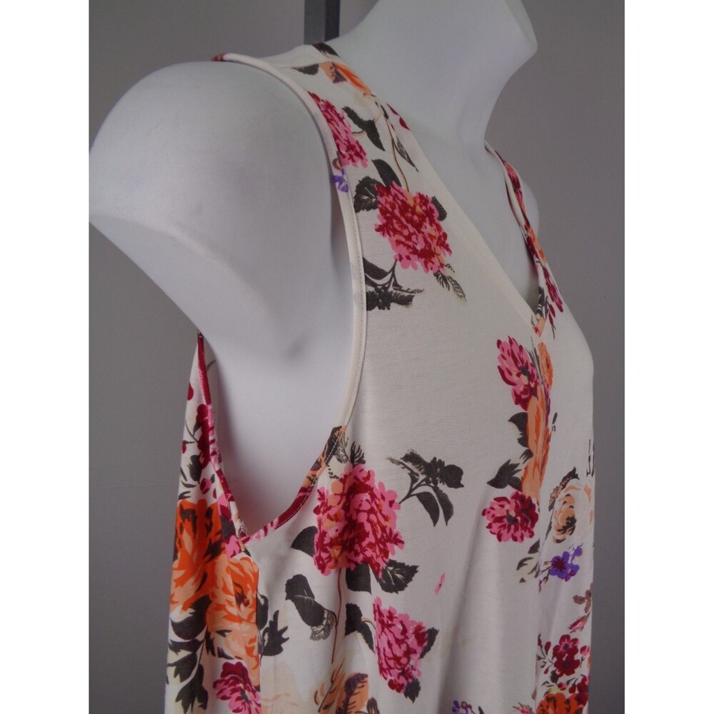 LuLaRoe Kristina Floral Tank Top Large Flared Oversize Flowy High Low New - Picture 7 of 10